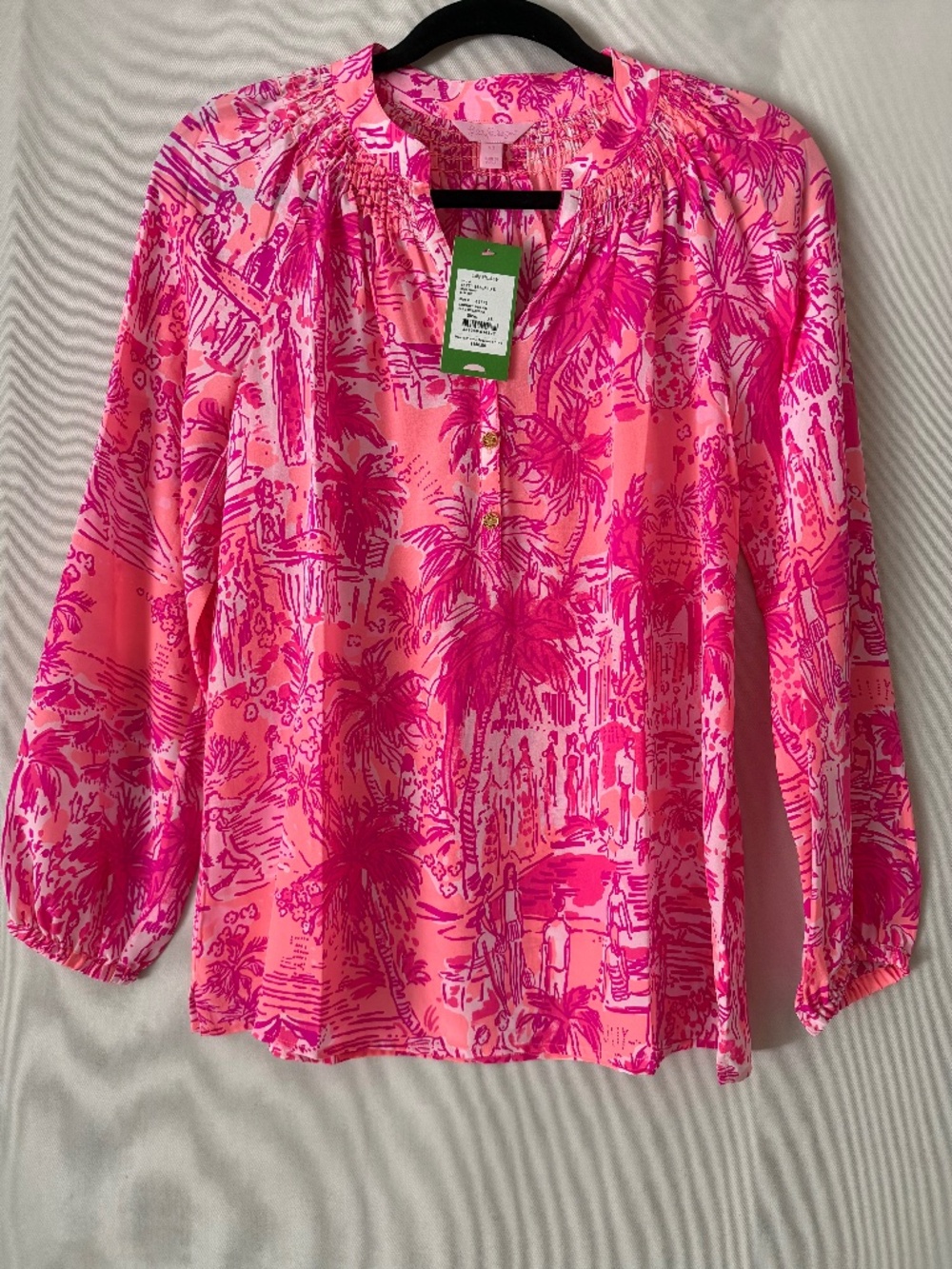 NWT Lilly Pulitzer Elsa Silk Blouse Cheeky Melon Rule Breakers Size XS